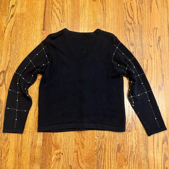 VTG Beaded Christmas Cardigan Sweater Womens Medium Sequins Poinsettia Holly - Picture 4 of 13